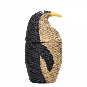 Cos cu capac negru din fibre naturale Tazia Bloomingville Mini