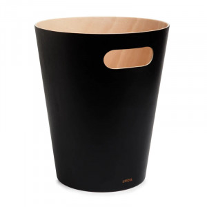 Cos de gunoi negru/maro din lemn 7,5 L Woodrow Umbra