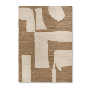 Covor alb antic /maro din fibre naturale 200x300 cm Piece Ferm Living
