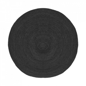 Covor negru din iuta 180 cm Jute LABEL51