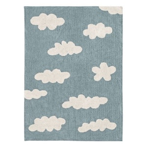 Covor pentru copii albastru din bumbac 120x160 cm Clouds Vintage Lorena Canals