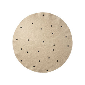 Covor rotund crem din fibre naturale 130 cm Black Dots Ferm Living