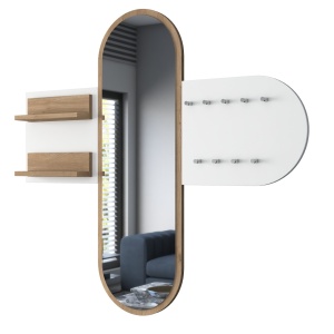 Cuier cu oglinda si raft alb/maro P3 - 2445 The Home Collection