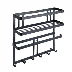 Cuier cu raft negru din metal Gala Kitchen Wenko