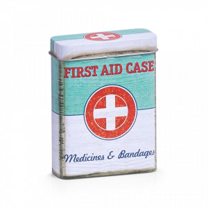 Cutie multicolora cu capac din metal pentru medicamente First Aid Zeller