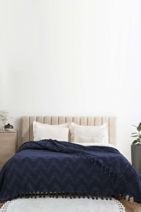 Cuvertura albastru inchis din bumbac 200x230 cm Naomi Double The Home Collection