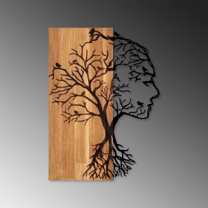 Decoratiune de perete maro/neagra din metal 43x58 cm Woman Face The Home Collection