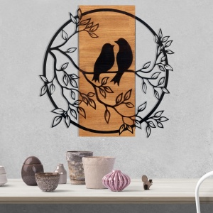 Decoratiune de perete maro/neagra din metal 59x60 cm Birds The Home Collection