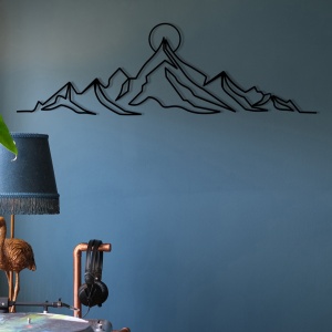Decoratiune de perete neagra din metal 37x120 cm Mountains The Home Collection
