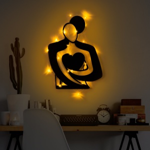 Decoratiune luminoasa de perete neagra din metal Lady The Home Collection