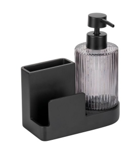 Dispenser detergent vase cu suport burete negru din fibre sintetice 420 ml Pina Wenko