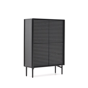 Dulap negru din lemn 144 cm Lenon Kave Home