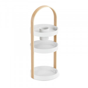 Etajera pentru baie alba/maro din lemn 50 cm Bellwood Umbra