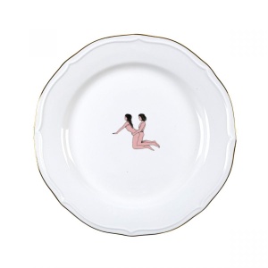 Farfurie intinsa alba din ceramica 27 cm Seikantai Doggy Seletti