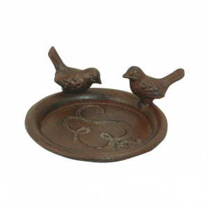 Farfurioara pentru ghiveci maro ruginiu din metal 12 cm Birds Esschert Design