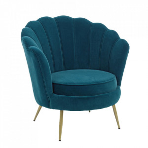 Fotoliu albastru/auriu din catifea Giliola Bizzotto