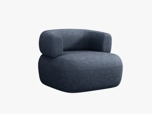 Fotoliu albastru inchis din textil Jenny Chenille Micadoni