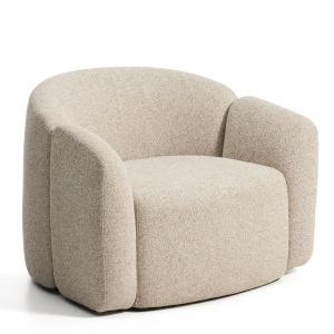 Fotoliu bej din textil Corvena Chenille L Kave Home