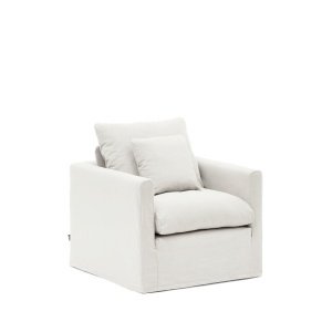 Fotoliu ecru din textil Nora Kave Home