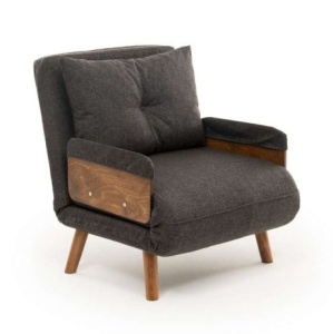 Fotoliu extensibil gri inchis din textil Cosmo Single The Home Collection