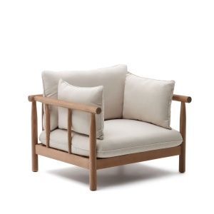 Fotoliu exterior maro din textil Sacova Kave Home