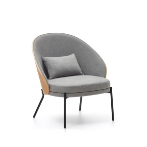 Fotoliu gri deschis/maro din textil Eamy Kave Home
