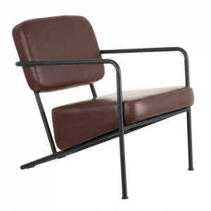 Fotoliu maro inchis din piele si metal Arms The Home Collection