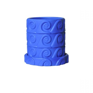 Ghiveci cu farfurioara albastra din ceramica 24 cm Greca Onda Seletti