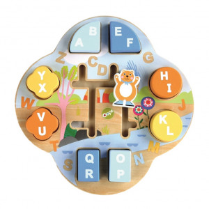 Jucarie tip puzzle multicolora din lemn Alphabet Oops
