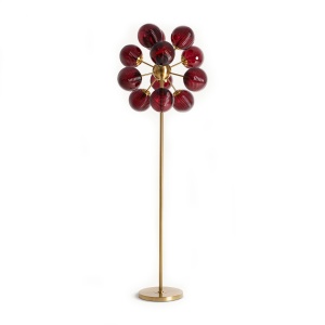 Lampadar auriu/rosu bordo din metal cu 12 becuri 168 cm Alaia Vical Home