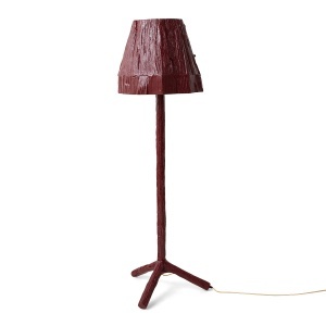 Lampadar rosu burgund din lemn 160 cm Teun HKliving