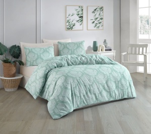 Lenjerie pat verde din bumbac Post Double The Home Collection