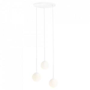 Lustra alba din sticla cu 3 becuri Bosso Ring Quiet Object