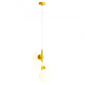 Lustra galben mustar/alba din sticla cu 4 becuri Bloom Quiet Object