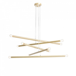 Lustra maro alama din metal cu 10 becuri Tubo Quiet Object