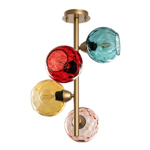 Lustra multicolora/aurie din metal cu 4 becuri Benek The Home Collection