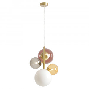 Lustra multicolora din sticla cu 4 becuri Bloom Quiet Object