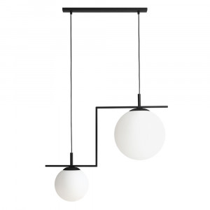 Lustra neagra/alba din metal cu 2 becuri Zac Matt Aldex