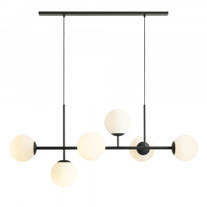 Lustra neagra/alba din sticla cu 6 becuri Fin Quiet Object