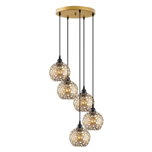 Lustra neagra din metal cu 5 becuri Selcuklu The Home Collection