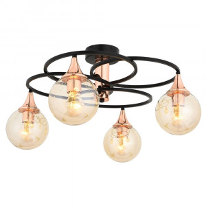 Lustra neagra/maro din metal cu 4 becuri Sam The Home Collection