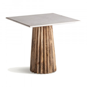 Masa bar alba/maro din marmura 80x80 cm Plisse Vical Home