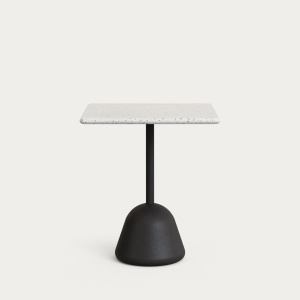 Masa bar exterior alba/neagra din ciment 70x70 cm Saura 75 Square Kave Home