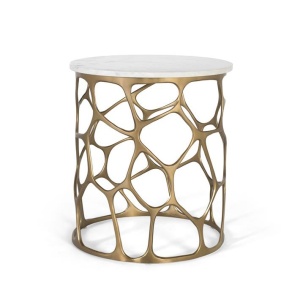 Masa de cafea alba/aurie din marmura 50 cm Ralux Giner y Colomer