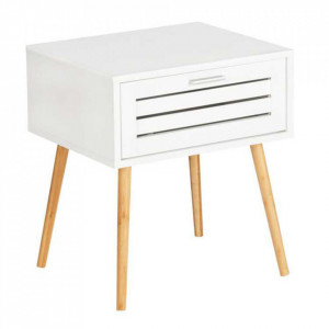 Masa de cafea alba/maro din bambus 38x45 cm Finja Wenko