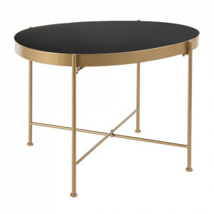 Masa de cafea aurie/neagra din metal 46x63 cm Rashida Bizzotto