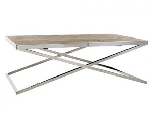 Masa de cafea maro/argintie din lemn si inox 80x130 cm Redmond Richmond Interiors