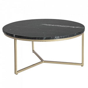 Masa de cafea neagra/aurie din marmura 68 cm Prescott Bizzotto