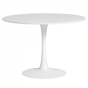 Masa dining alba din metal 110 cm Oda Quiet Object