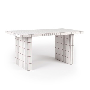 Masa dining alba/rosu burgund 90x160 cm Mosaico Reverse Quiet Object